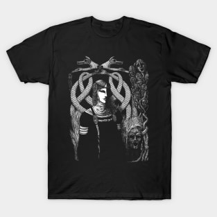 Nordic Goddess Hel in Black T-Shirt